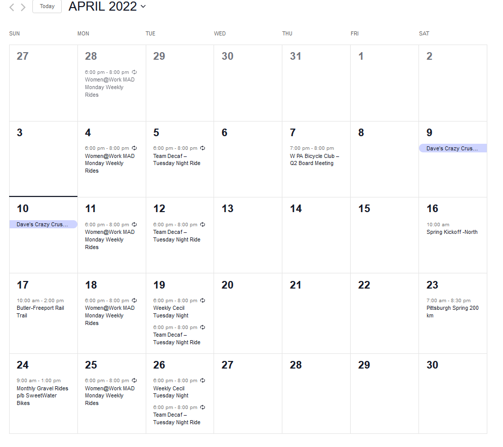 Image of April calendar